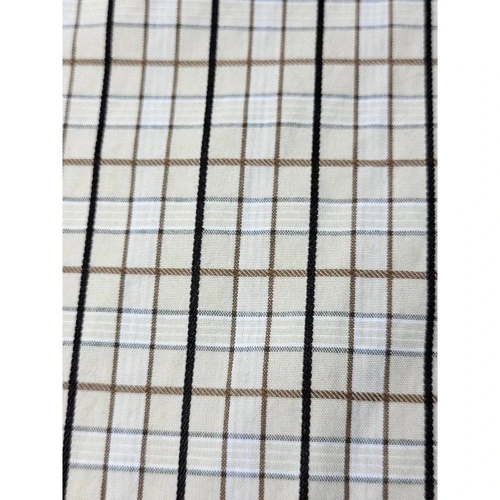 Tommy Hilfiger 80's 2 Ply Cotton Cream Plaid‎ Button Down Shirt Size XL Preppy